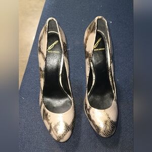 Brian Atwood Metallic Snakeskin Pumps 9.5